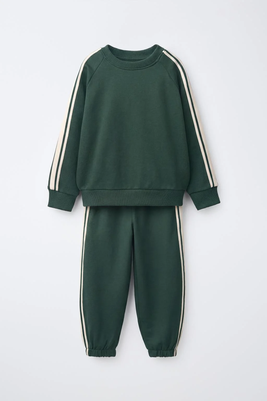 SWEATSHIRT AND PLUSH JOGGERS WITH SIDE STRIPES