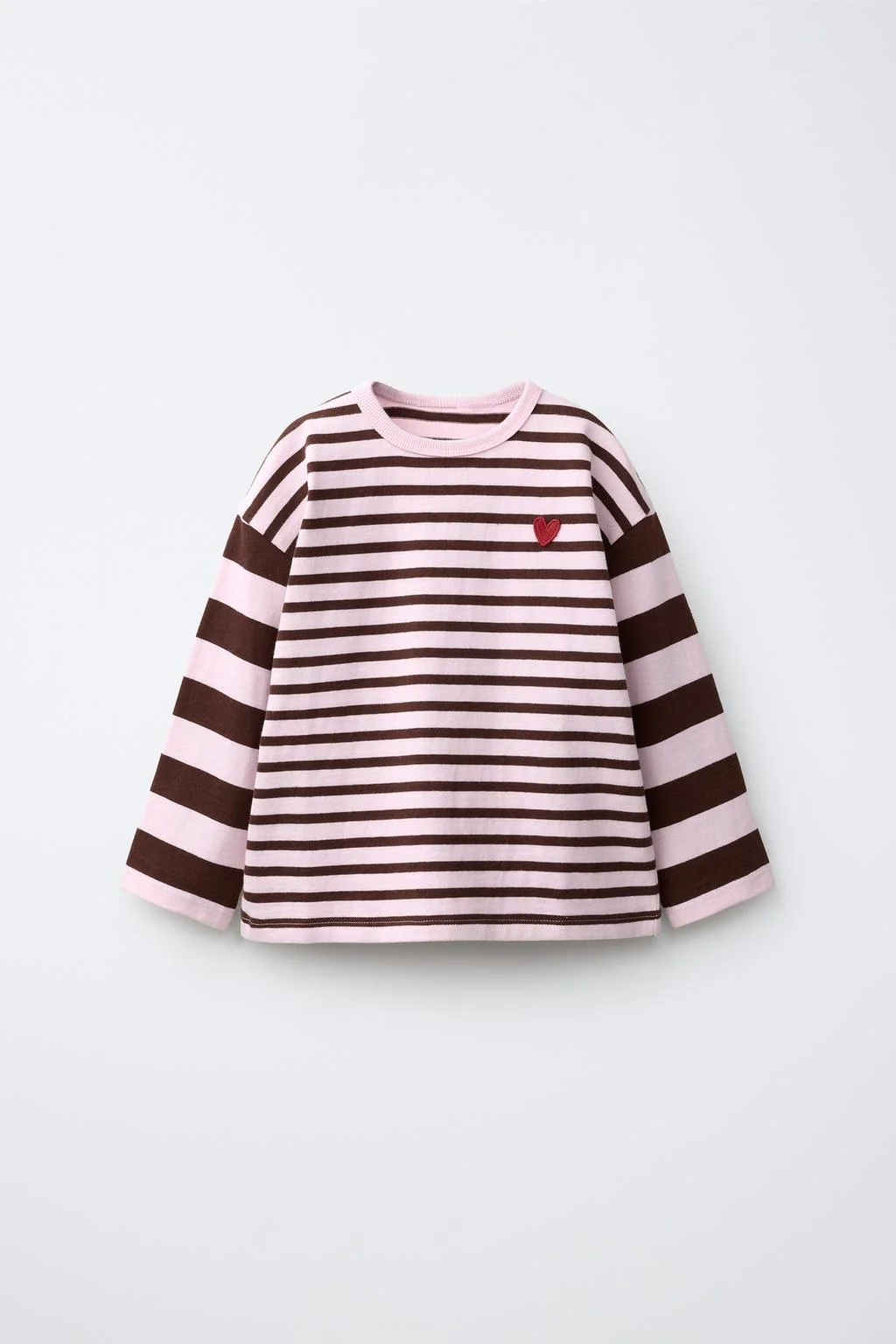 STRIPED HEART EMBROIDERY T-SHIRT