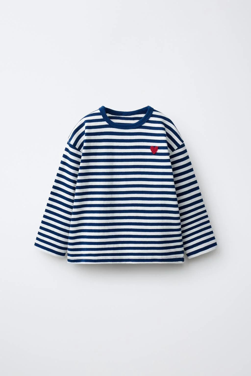 STRIPED HEART EMBROIDERY T-SHIRT
