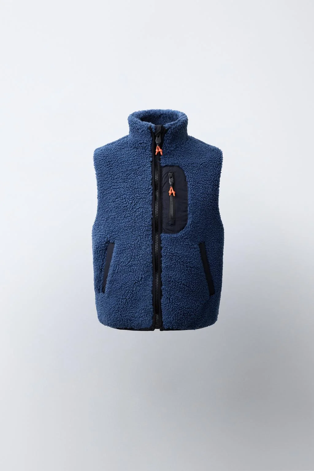 CONTRAST FAUX SHEARLING GILET