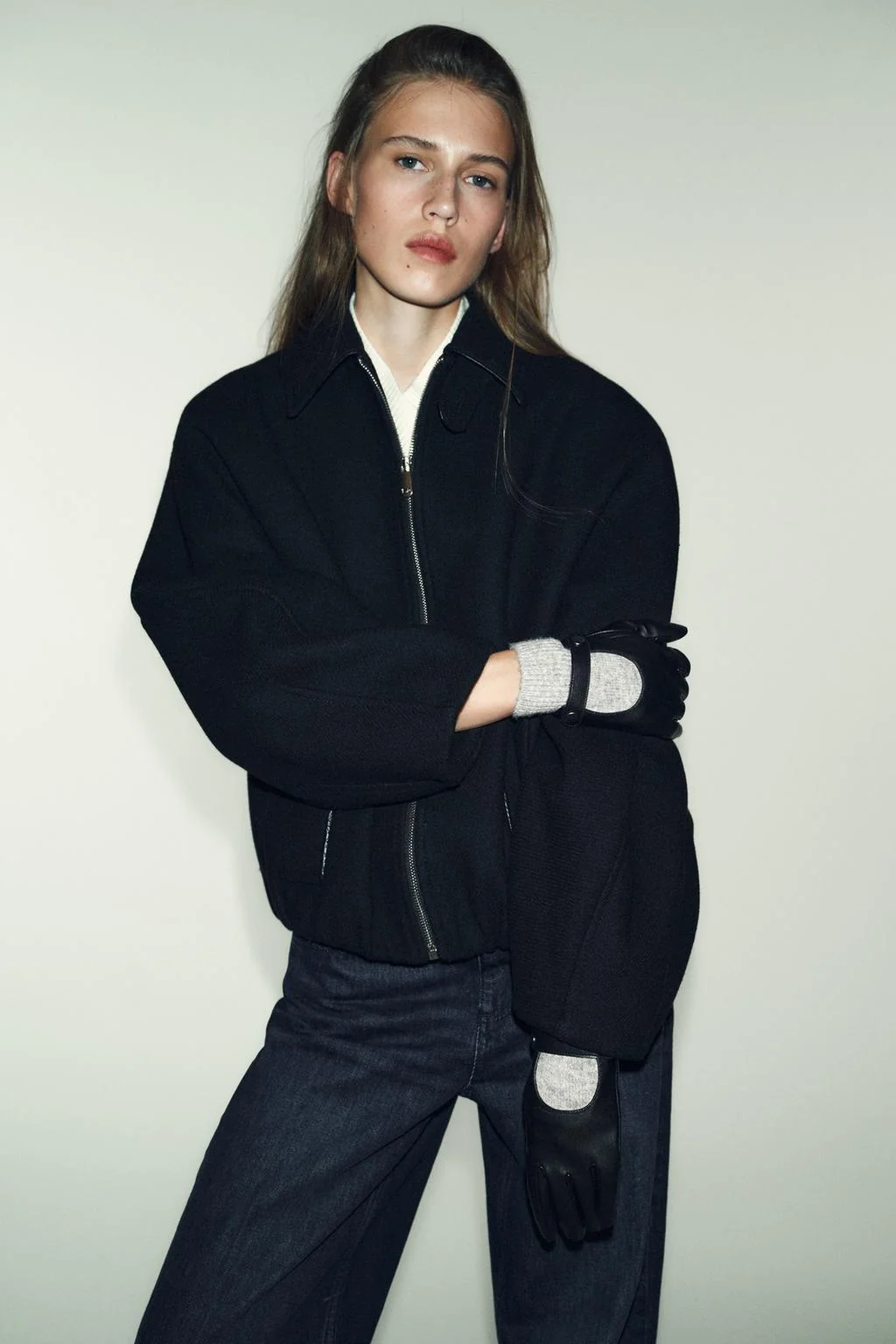 Перчатки из искусственной кожи и шерстяной смеси — Перчатки