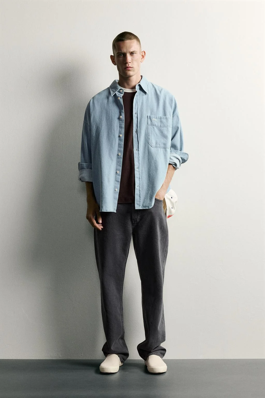 EMBROIDERED RELAXED FIT DENIM SHIRT