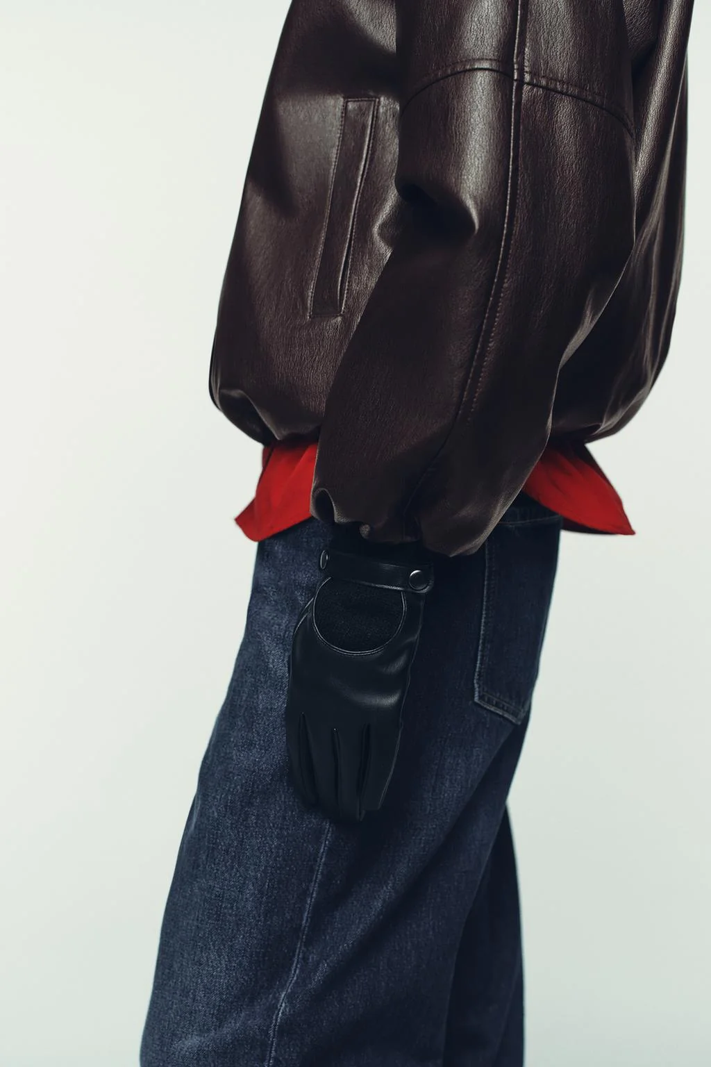 Трикотажные перчатки с кожаным эффектом — Перчатки