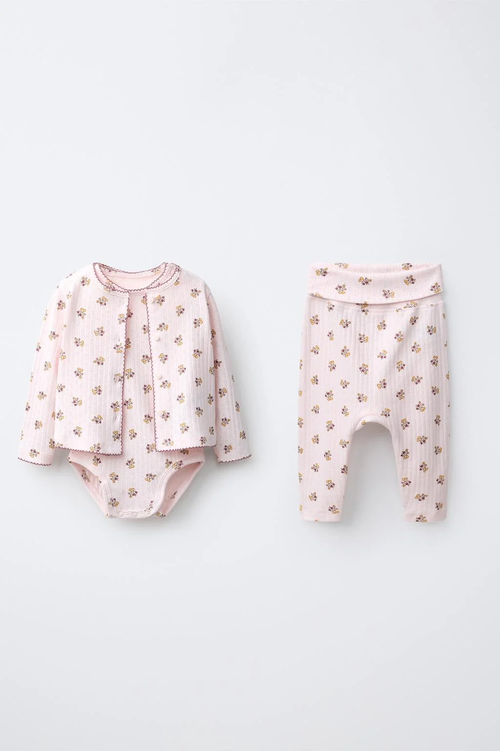 FLORAL PRINT JACKET, BODYSUIT AND LEGGINGS SET