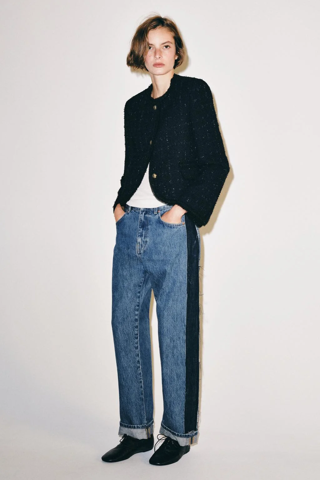 ZW COLLECTION MID-WAIST ROLLED-UP JEANS