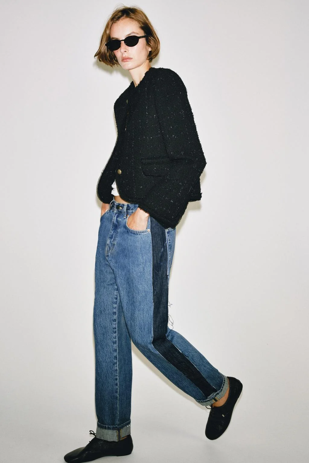 ZW COLLECTION MID-WAIST ROLLED-UP JEANS