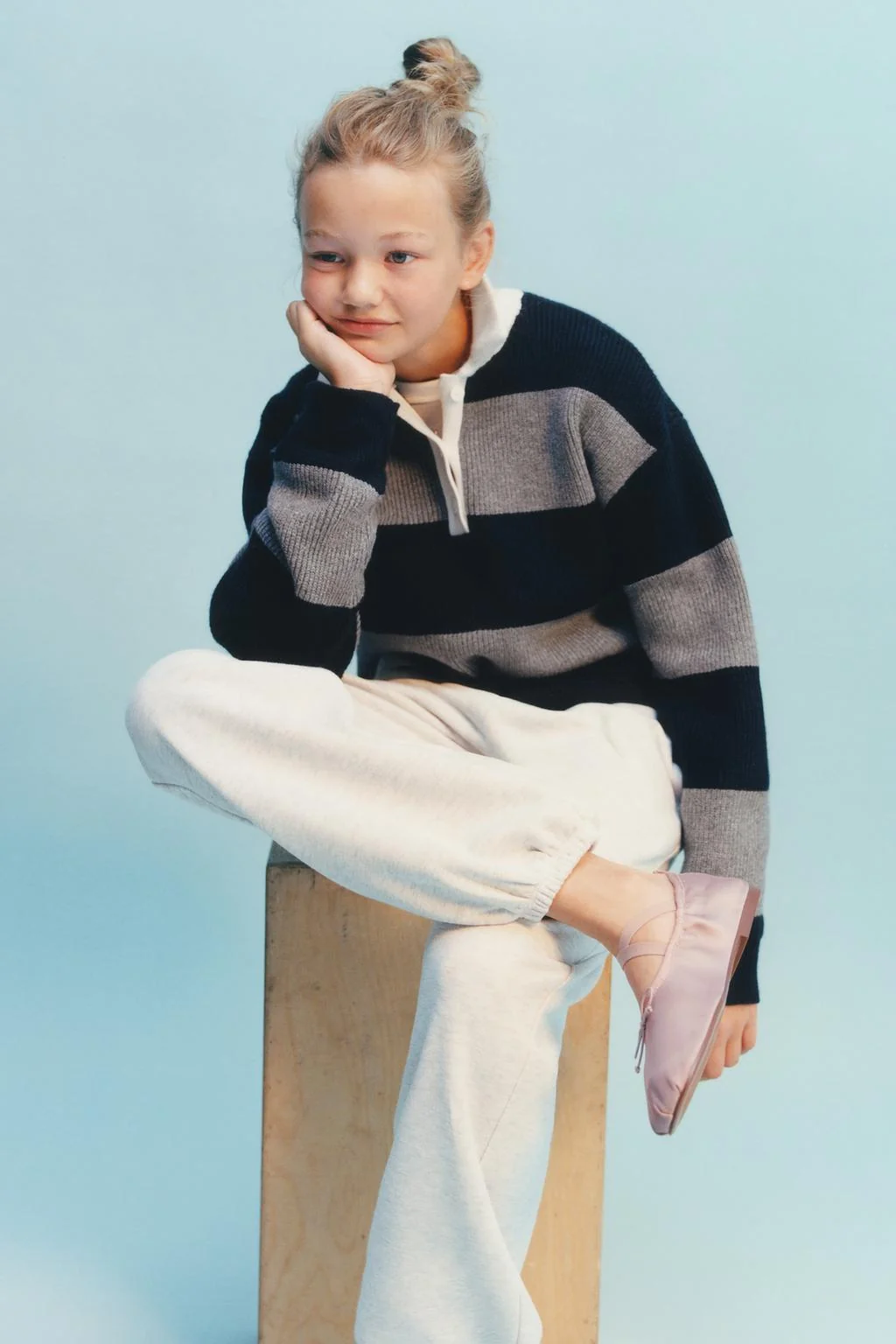 STRIPED KNIT POLO JUMPER