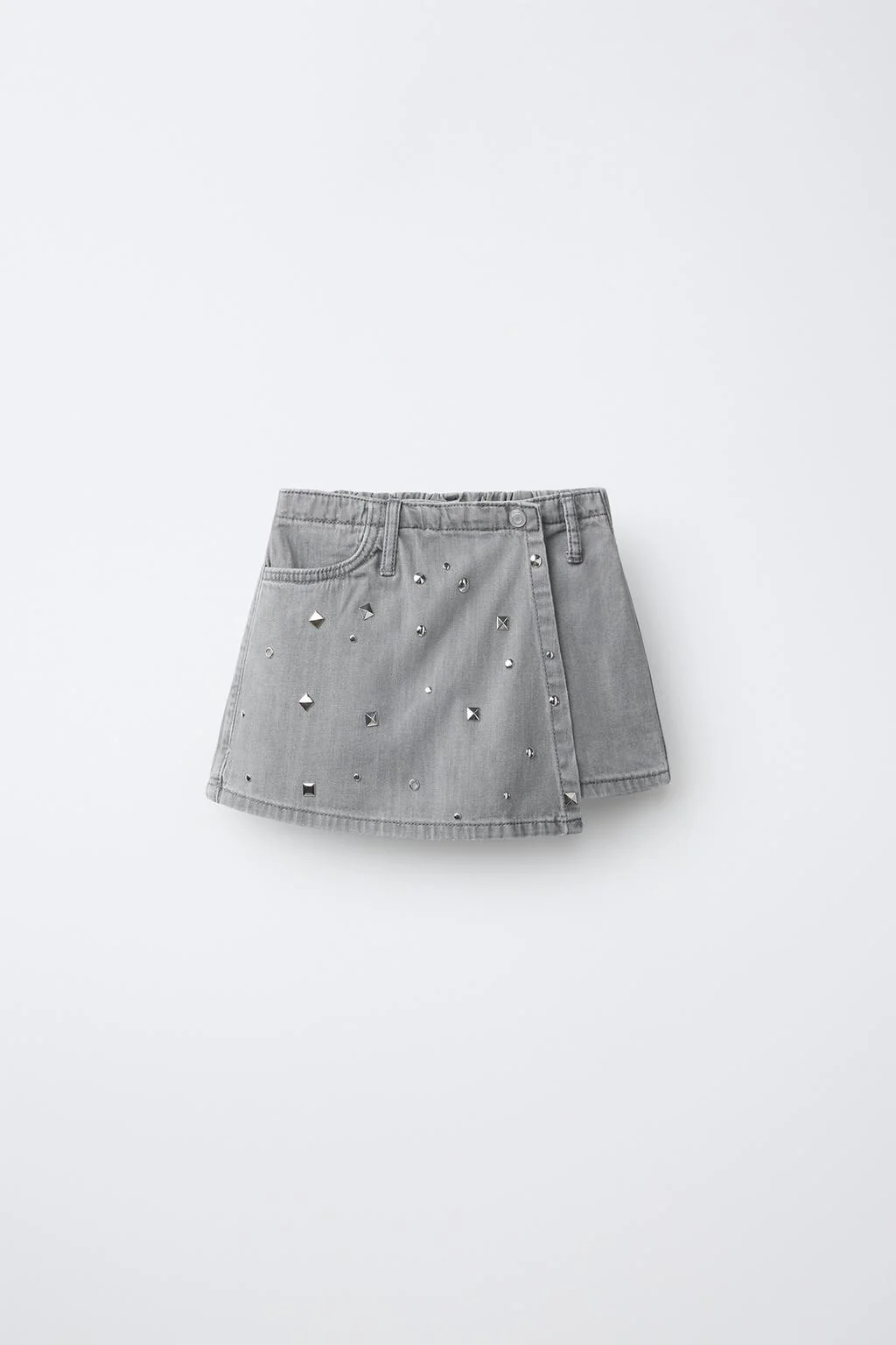 STUDDED DENIM BERMUDA SKIRT