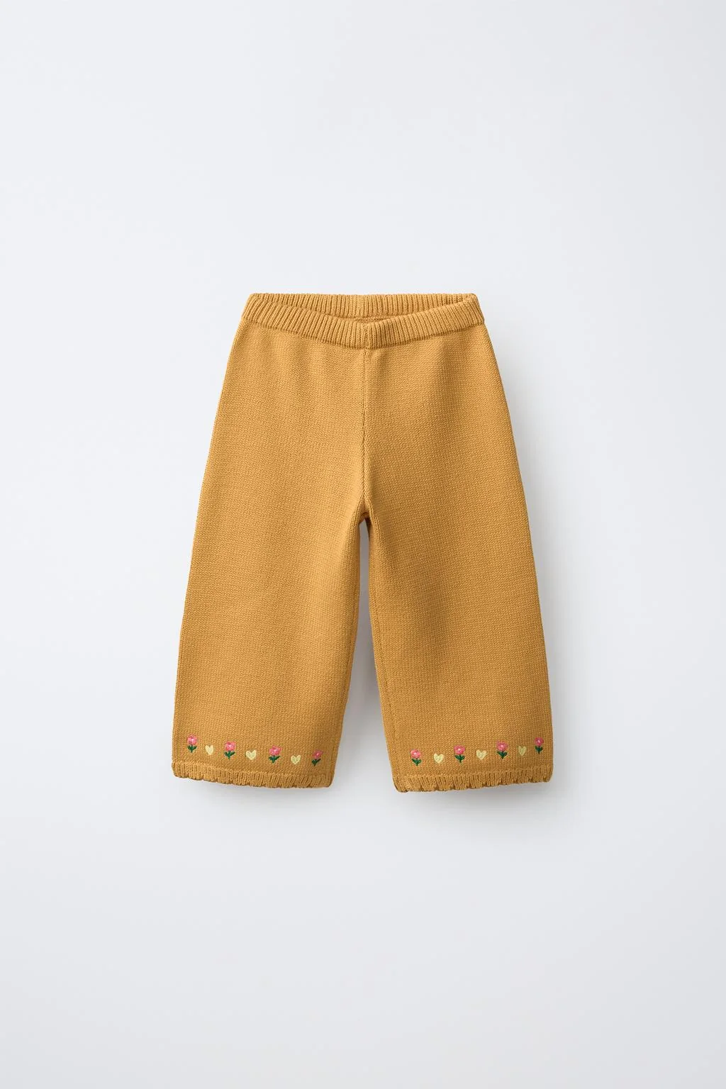 EMBROIDERED FLORAL KNIT CULOTTES