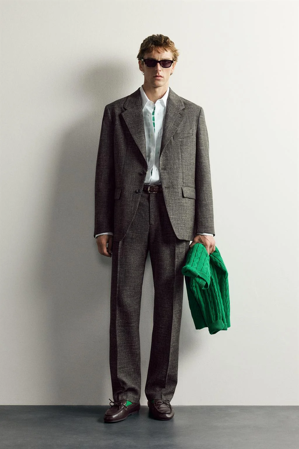 Костюмные брюки из шерсти и льна Aaron Levine x Zara