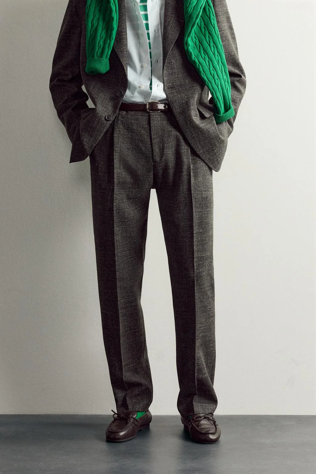 Костюмные брюки из шерсти и льна Aaron Levine x Zara