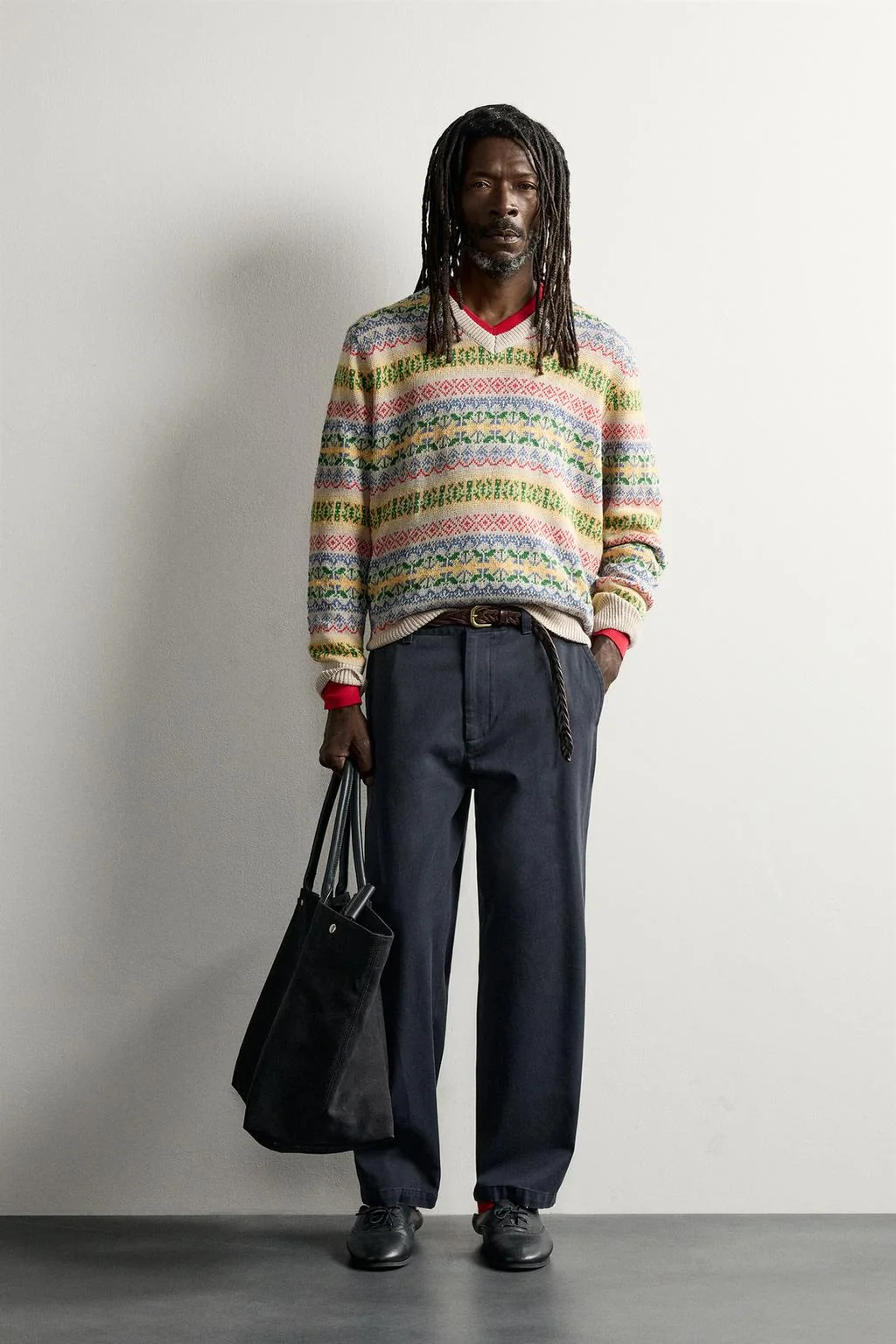 AARON LEVINE X ZARA GEOMETRIC 100% LINEN JACQUARD JUMPER