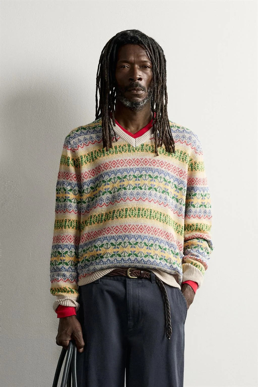 AARON LEVINE X ZARA GEOMETRIC 100% LINEN JACQUARD JUMPER