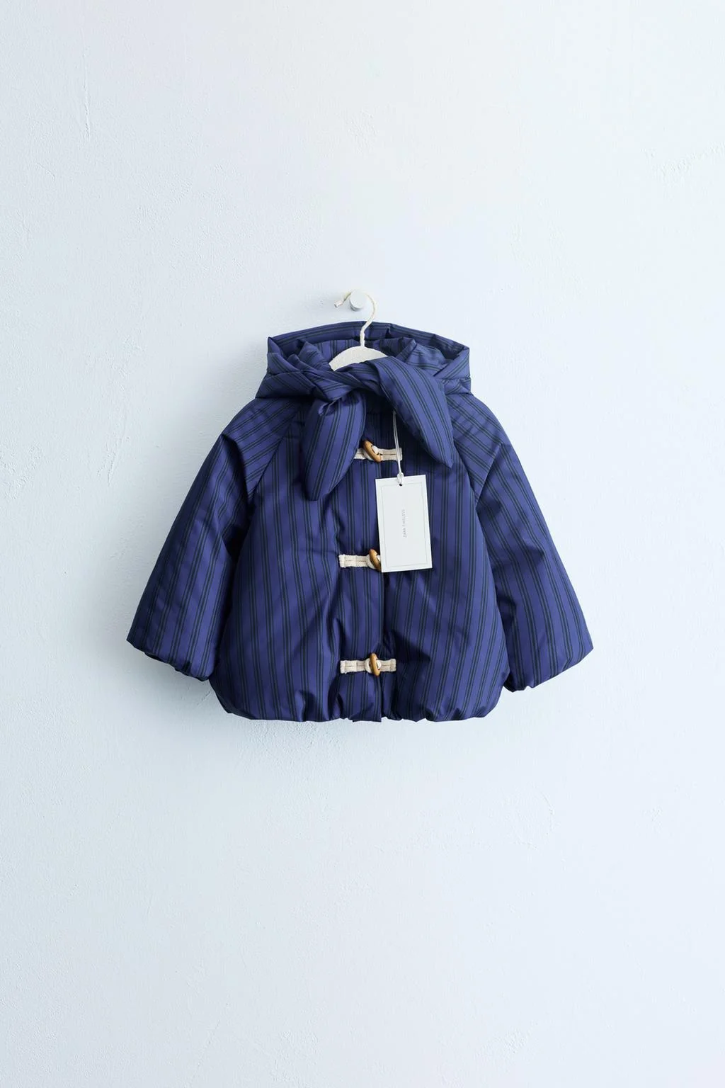 ZARA TIMELESS - STRIPED COAT WITH DETACHABLE HOOD AND FROG FASTENING