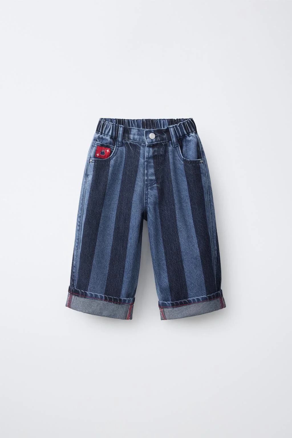 STRIPED LABEL BALLOON JEANS