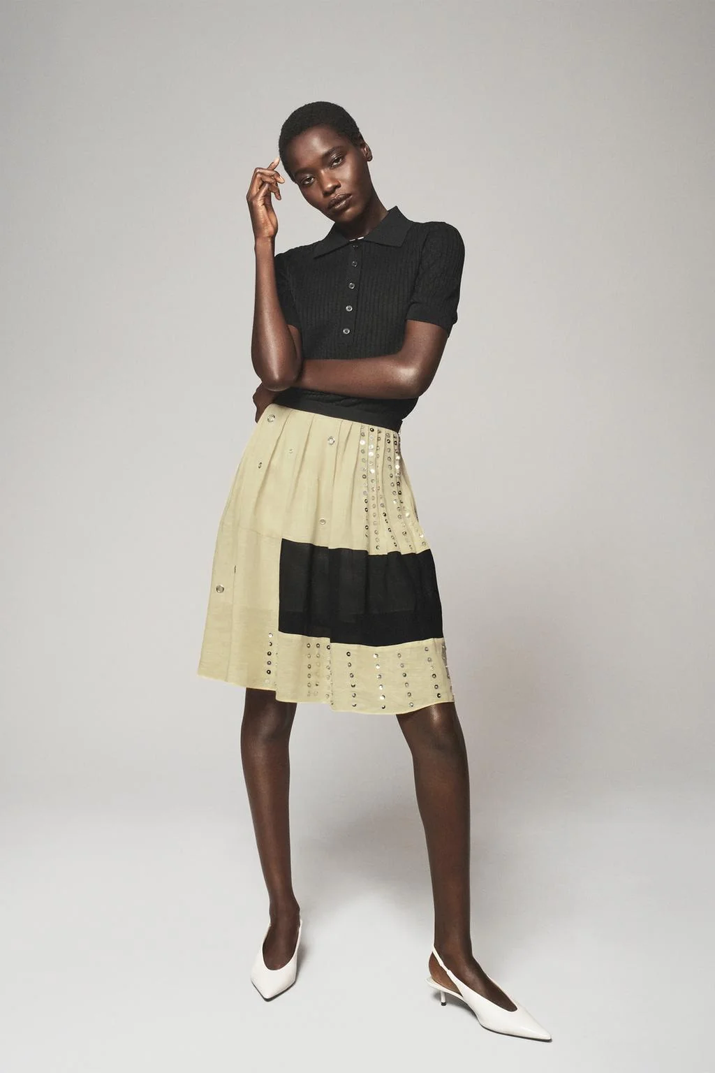 LINEN BLEND BEADED SKIRT - THE ITEM