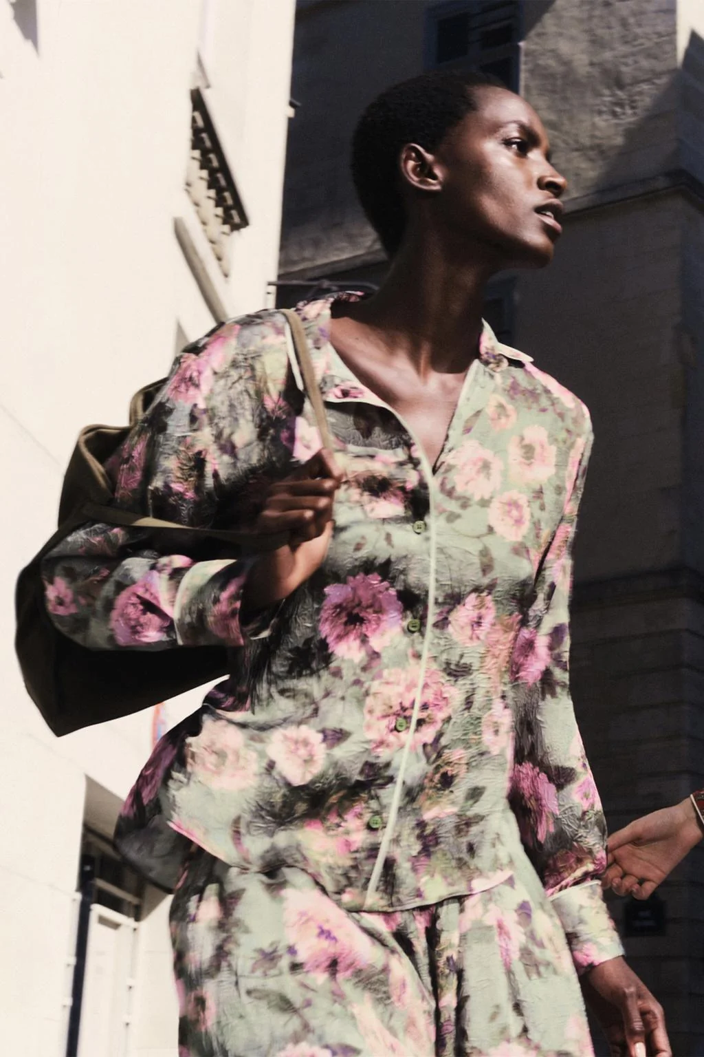 Флорал принт shirt with slim belt