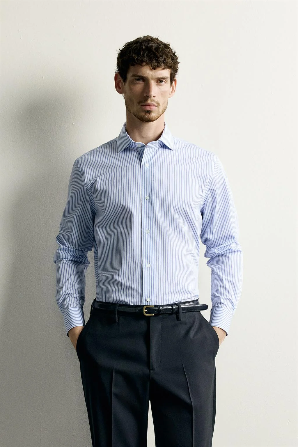 Рубашка slim fit в полоску
