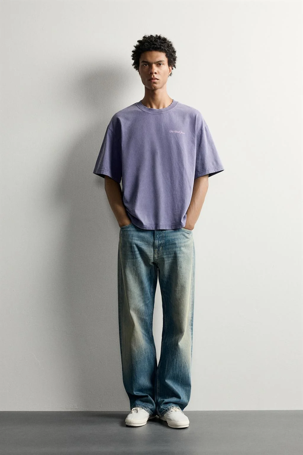 WASHED SLOGAN PRINT T-SHIRT