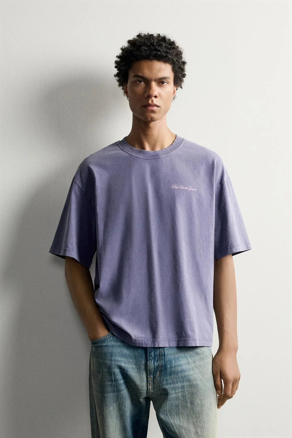 WASHED SLOGAN PRINT T-SHIRT