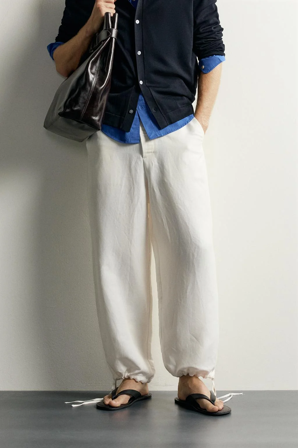 LINEN/VISCOSE RELAXED FIT TROUSERS