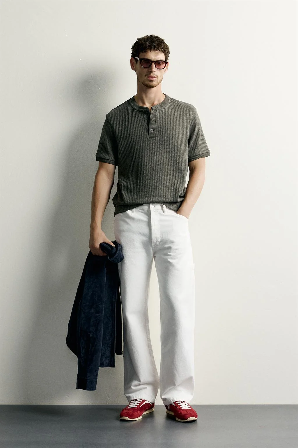 RIBBED HENLEY T-SHIRT