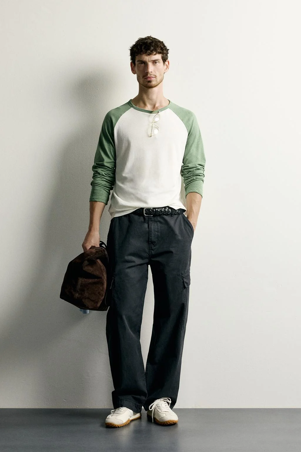 COTTON - LINEN COLOUR BLOCK T-SHIRT