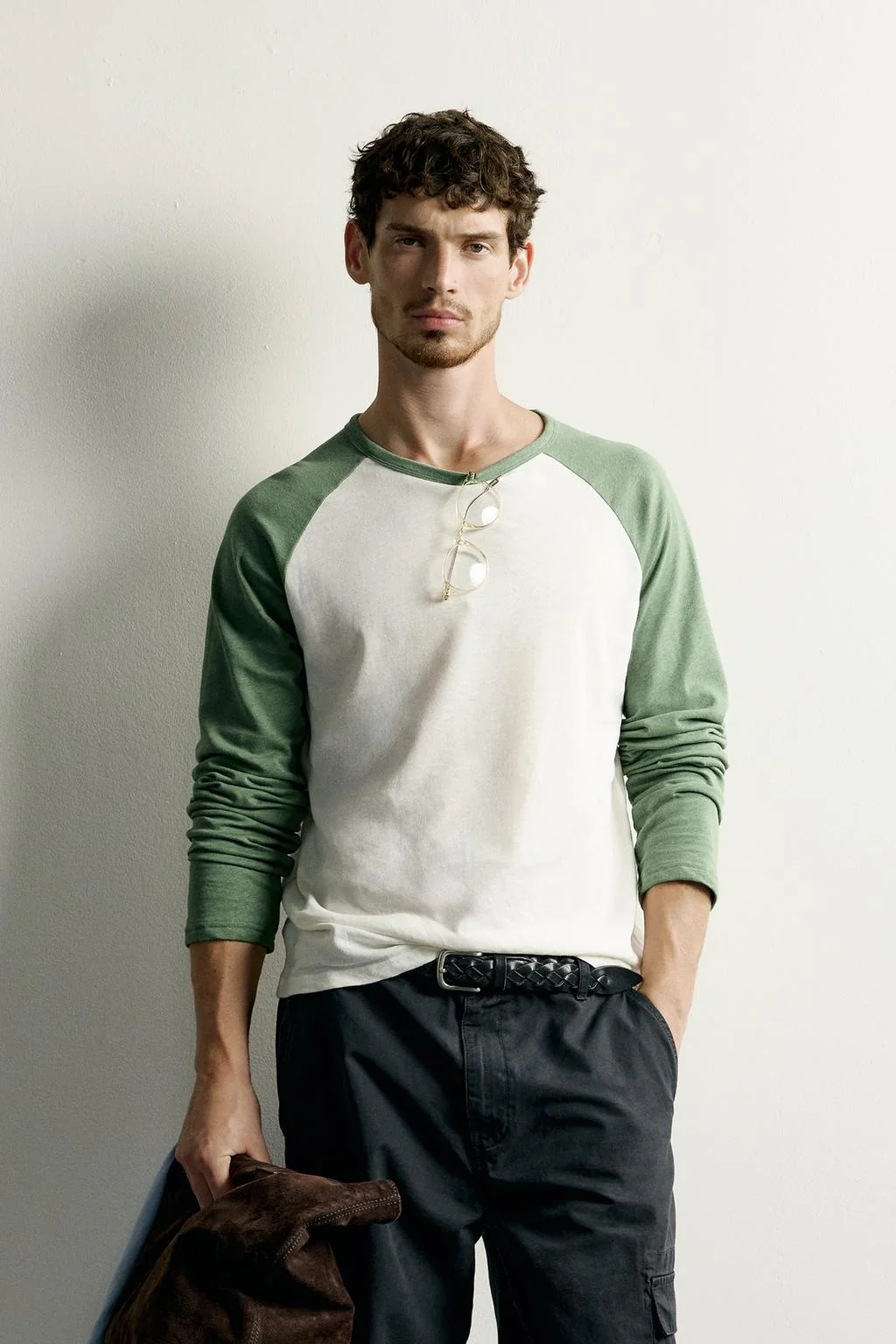 COTTON - LINEN COLOUR BLOCK T-SHIRT