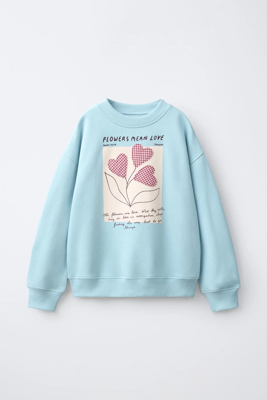 HEART PATCH FLORAL PRINT SWEATSHIRT