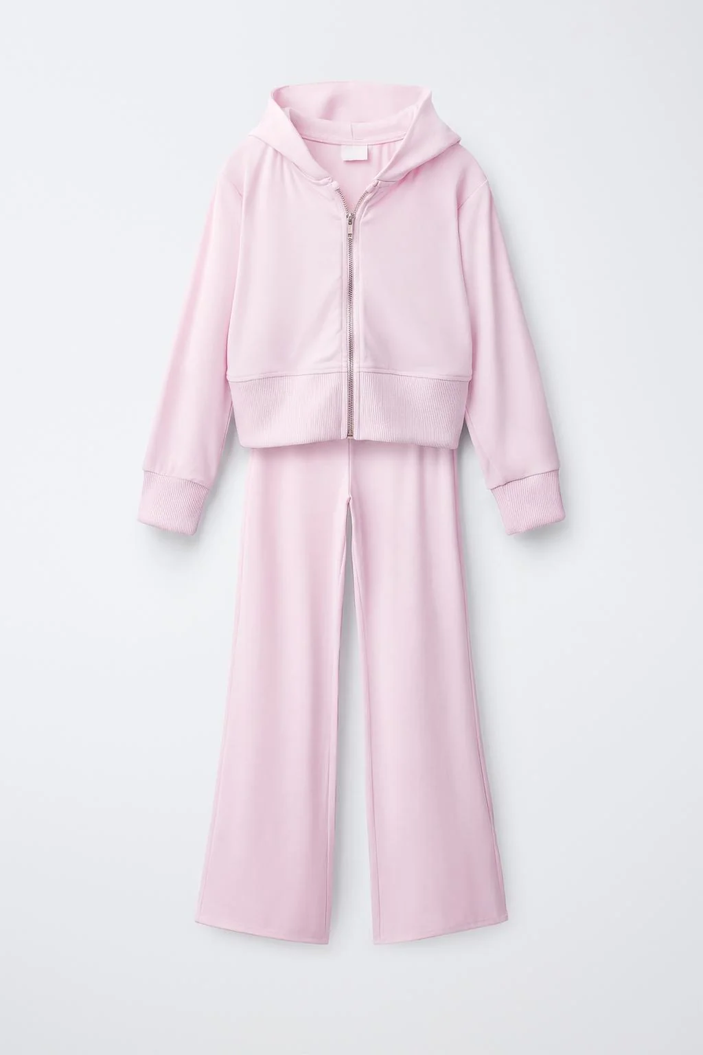 PLAIN HOODIE AND FLARE TROUSERS SET