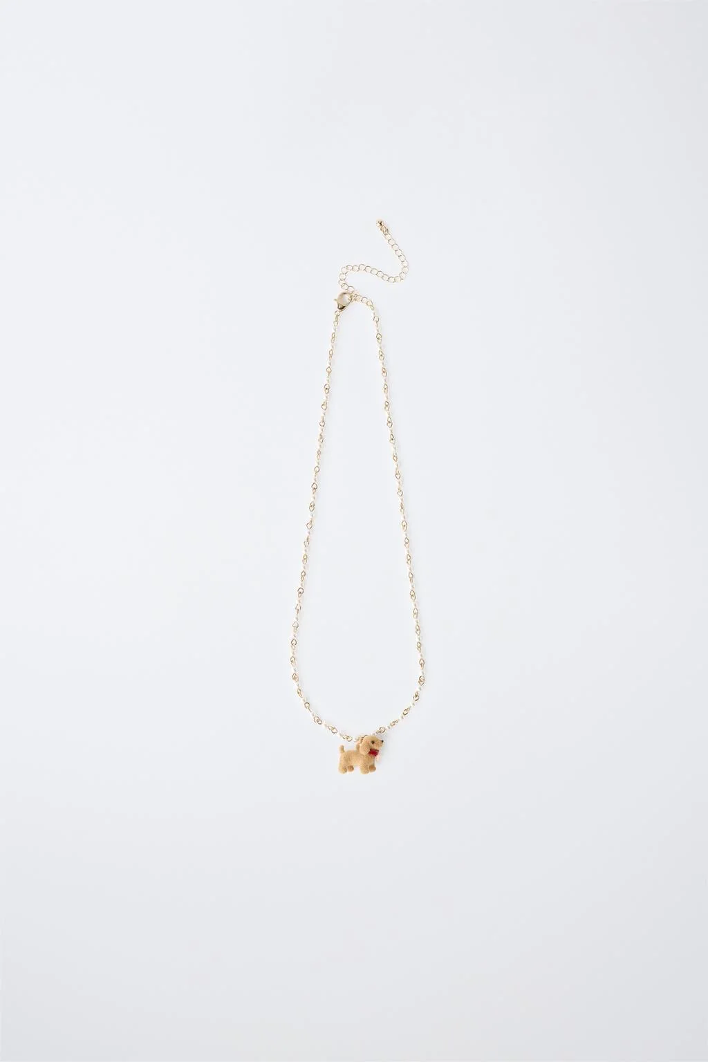 FAUX PEARL AND FLOCKED DOG NECKLACE