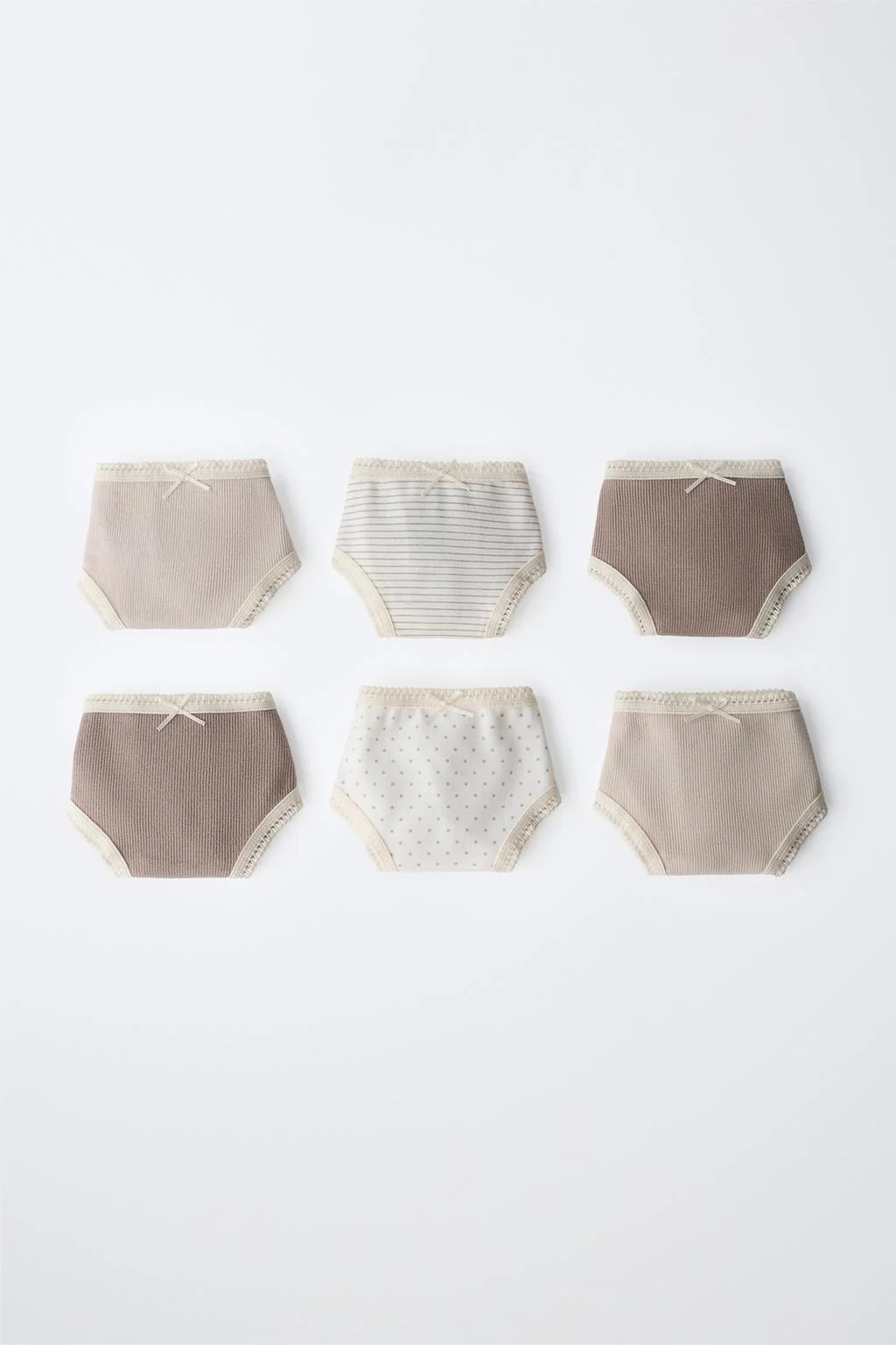 6-14 YEARS / PACK OF SIX STRIPED AND RIBBED BRIEFS