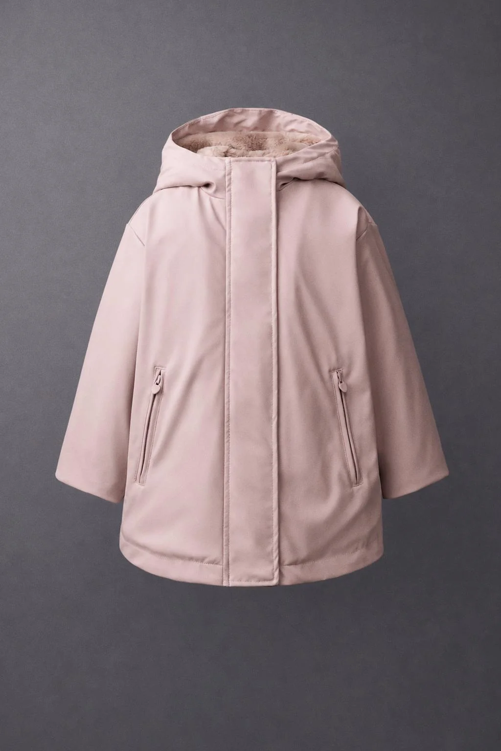 WATER-REPELLENT RUBBERISED FAUX FUR RAINCOAT