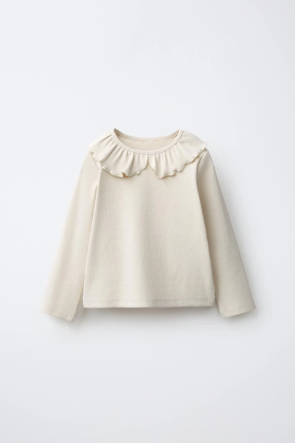 RIBBED PETER PAN COLLAR T-SHIRT