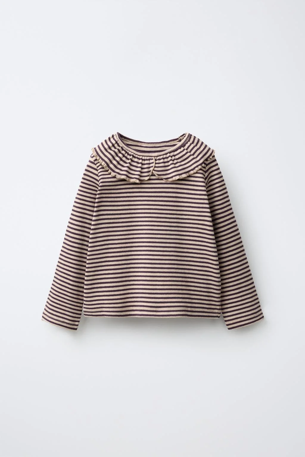 RIBBED PETER PAN COLLAR T-SHIRT