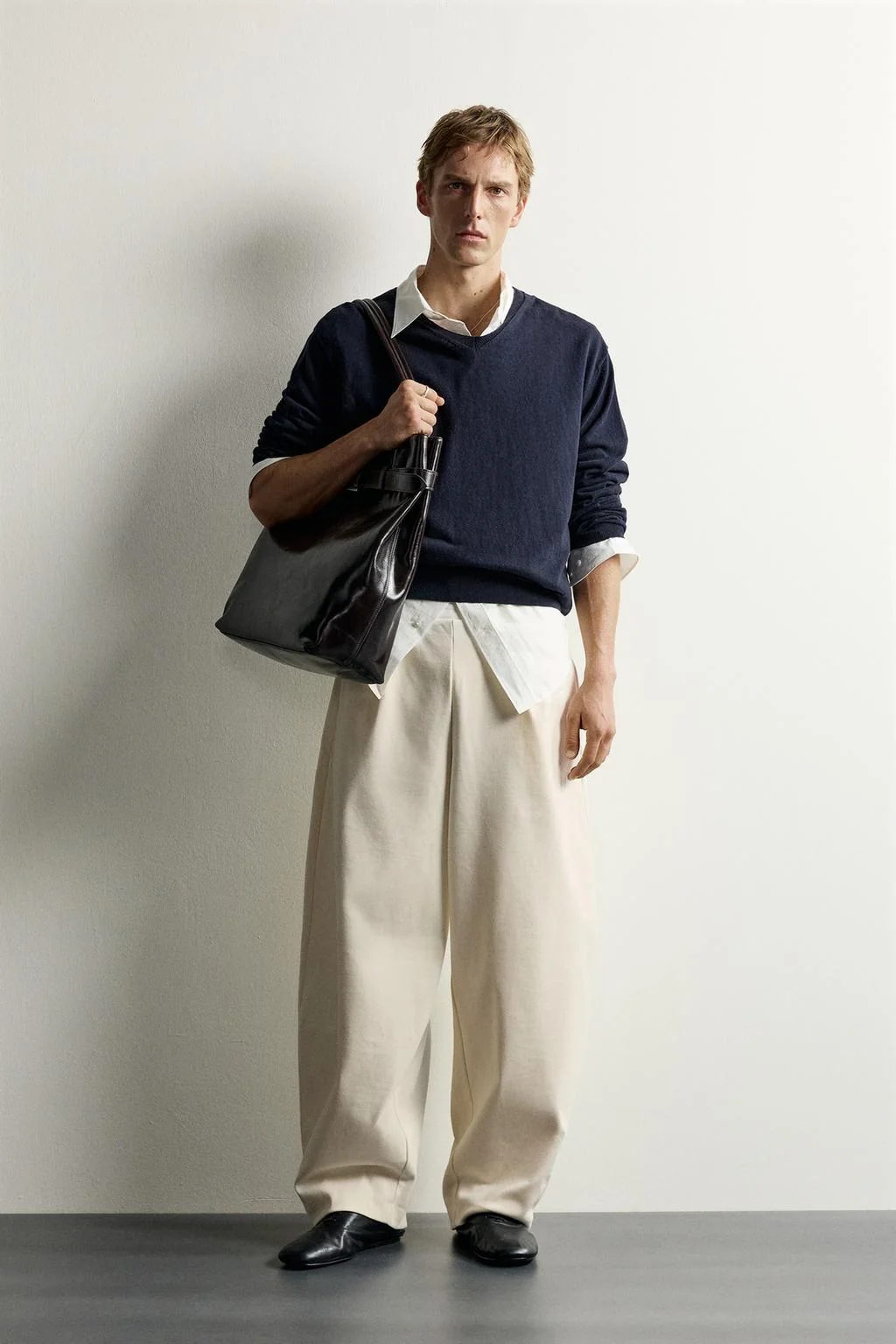 COMPACT RIBBED BALLOON FIT TROUSERS