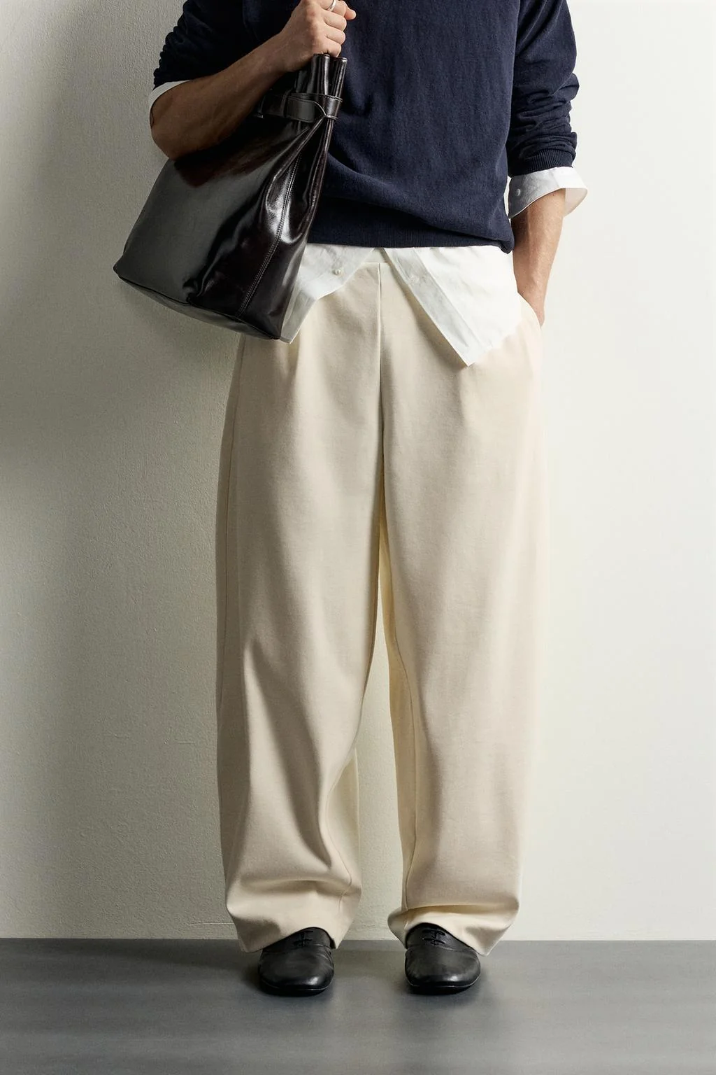 COMPACT RIBBED BALLOON FIT TROUSERS