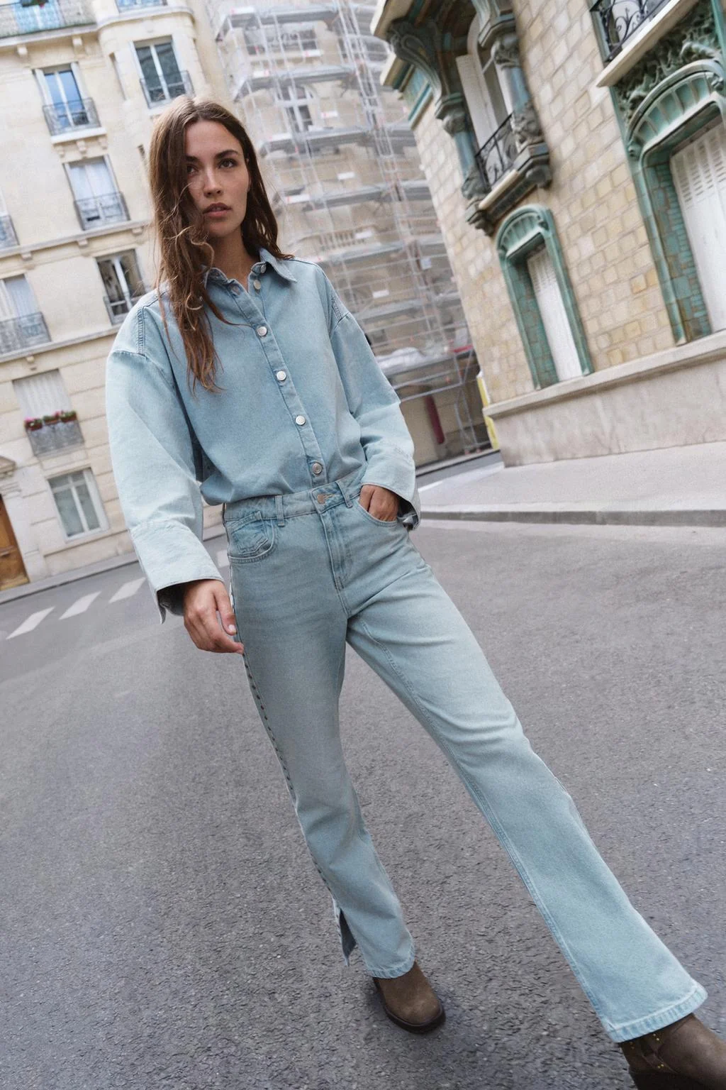 Джинсы Z1975 прямой крой со стразами, средняя талия
