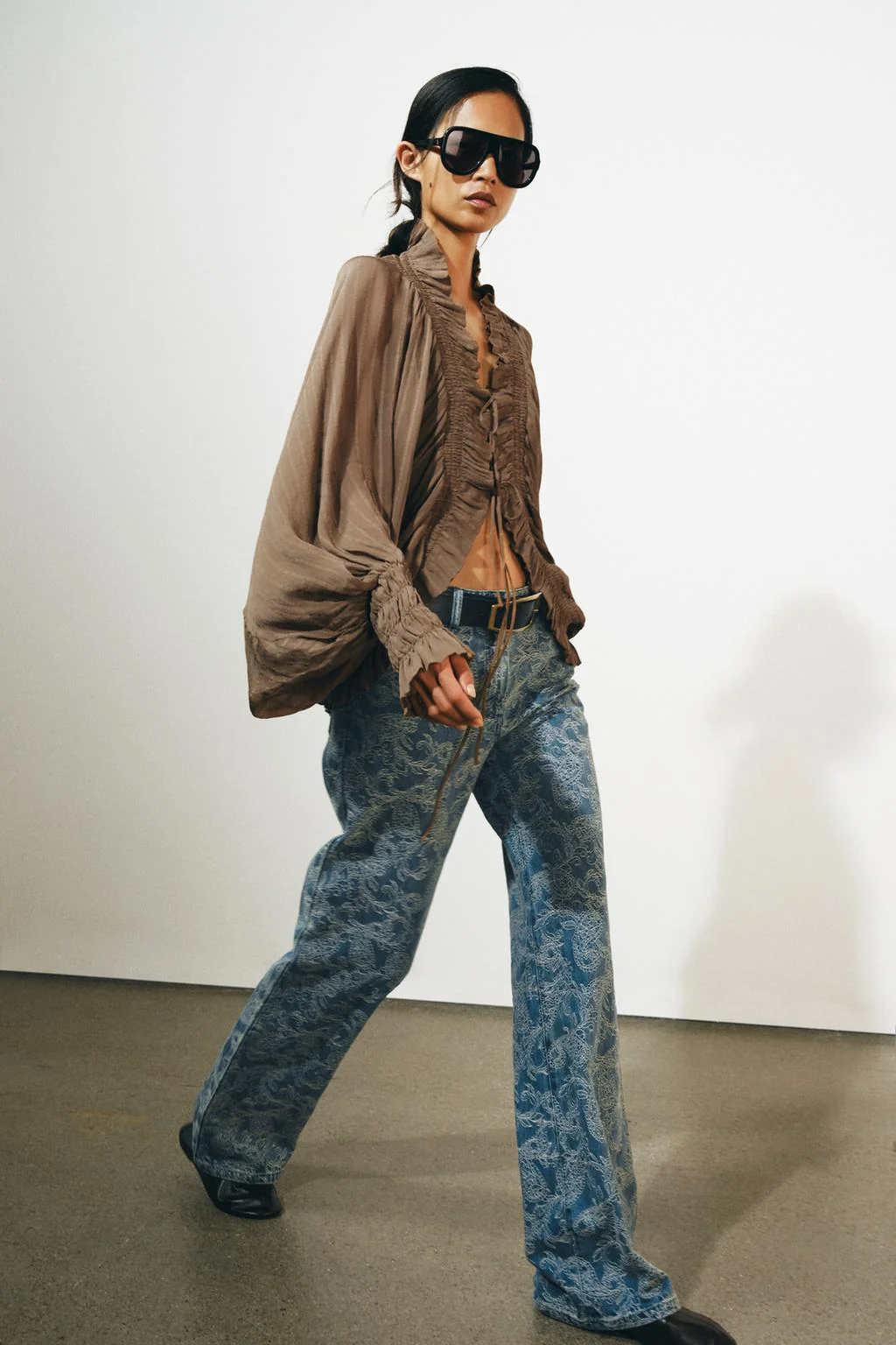 ZW COLLECTION HIGH-WAIST JACQUARD FLARE JEANS