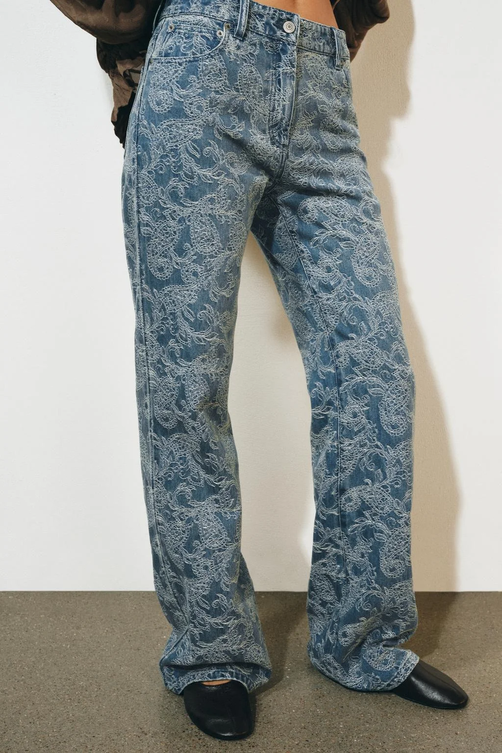 ZW COLLECTION HIGH-WAIST JACQUARD FLARE JEANS