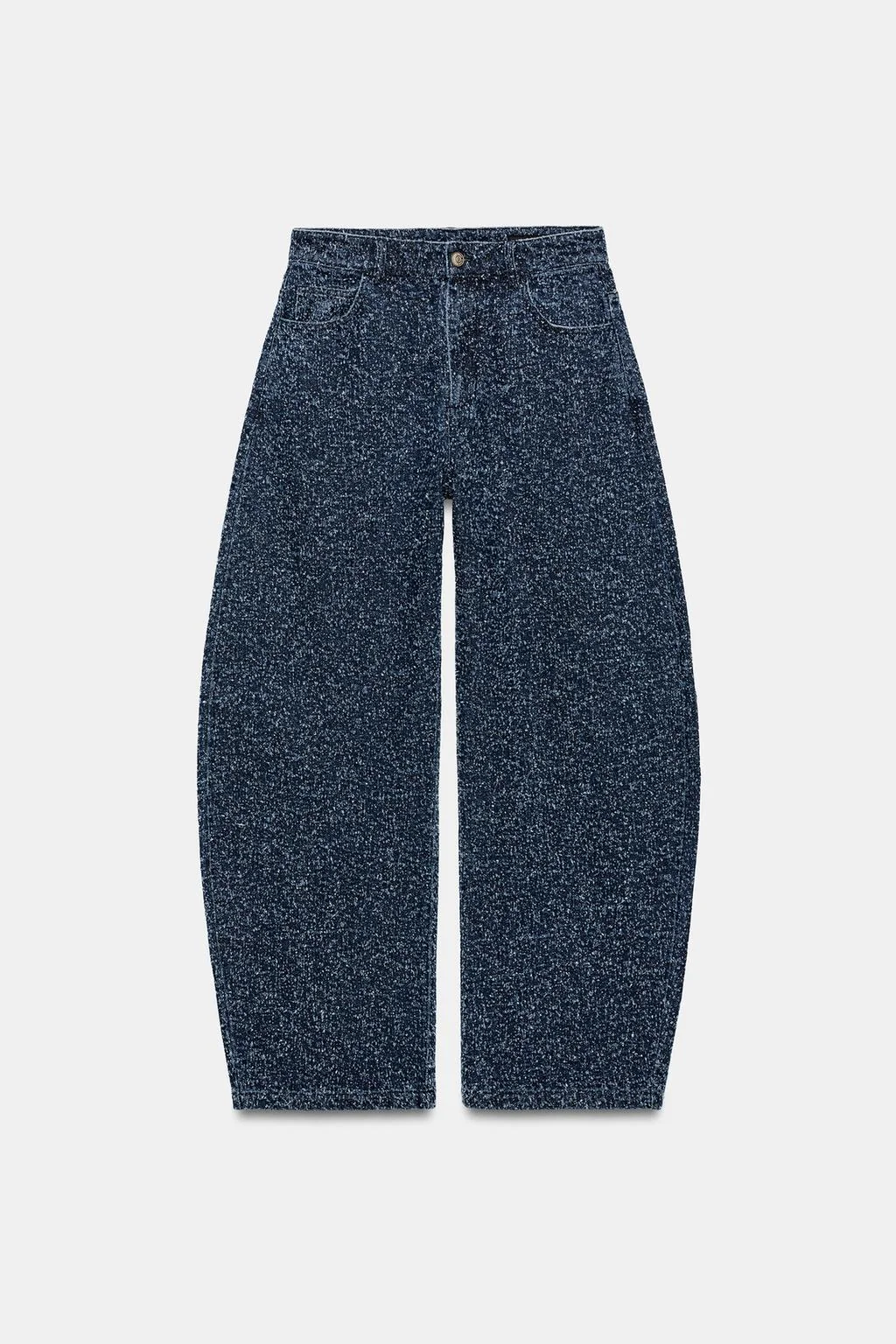 ZW COLLECTION TEXTURED MID-WAIST WIDE-LEG JEANS
