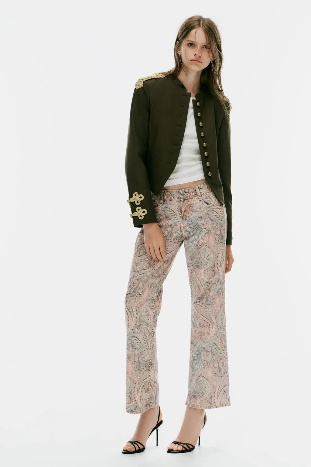 TRF LOW-RISE STRAIGHT-FIT PAISLEY JEANS