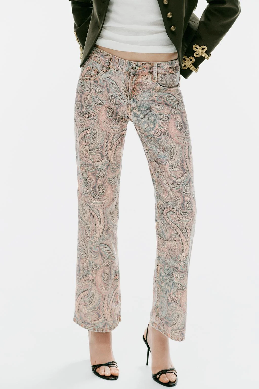 TRF LOW-RISE STRAIGHT-FIT PAISLEY JEANS