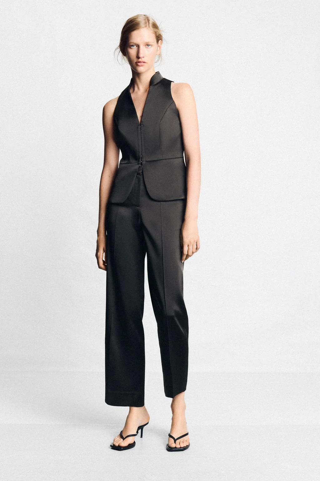 STRAIGHT-LEG SATIN TROUSERS