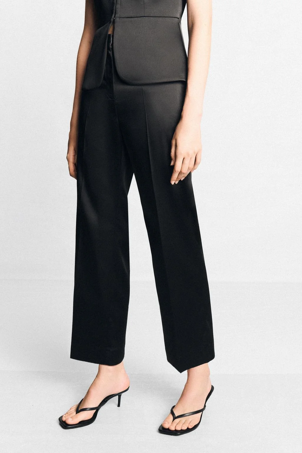 STRAIGHT-LEG SATIN TROUSERS