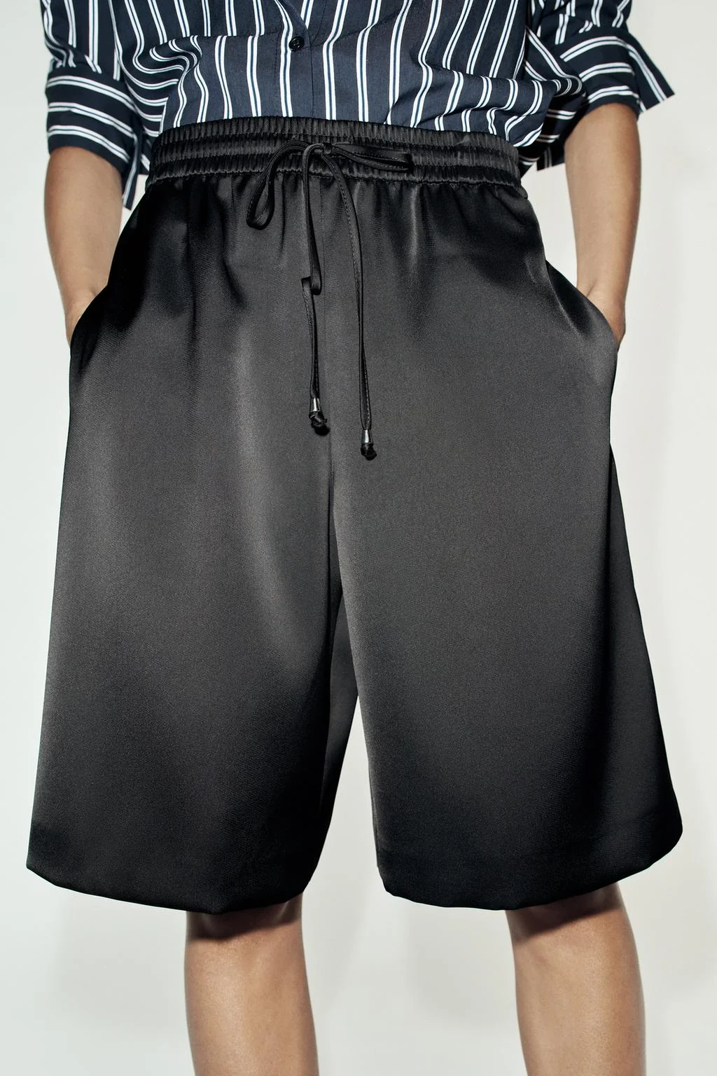 LONG SATIN BERMUDA SHORTS