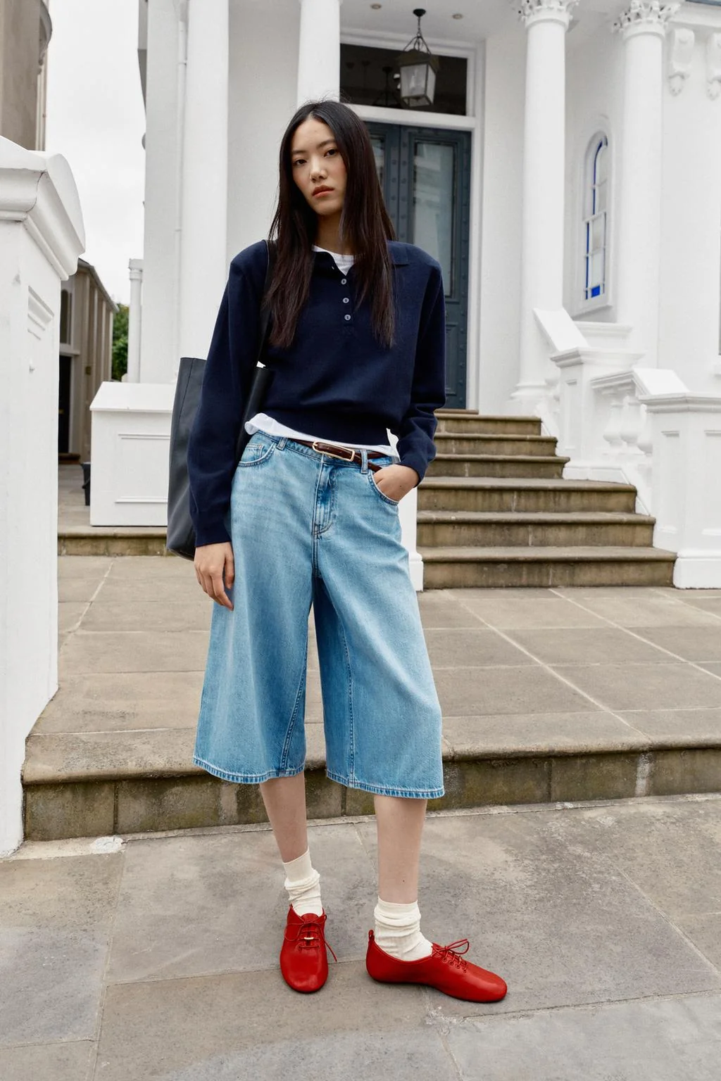 KNIT POLO JUMPER WITH SHOULDER PADS