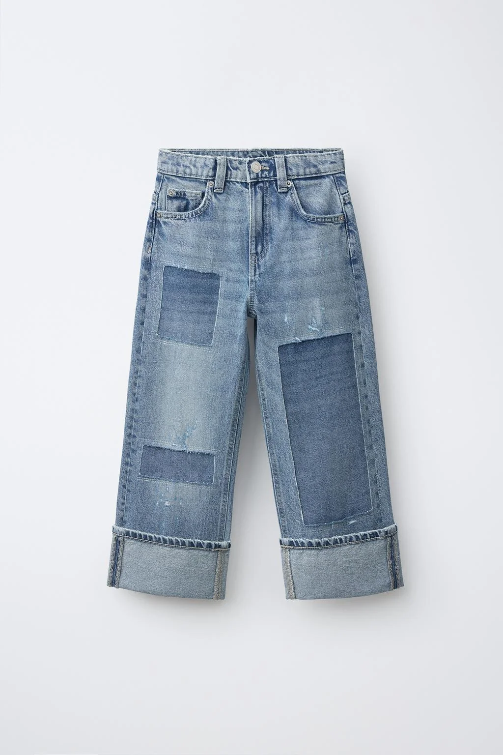 PATCH DETAIL WIDE-LEG JEANS