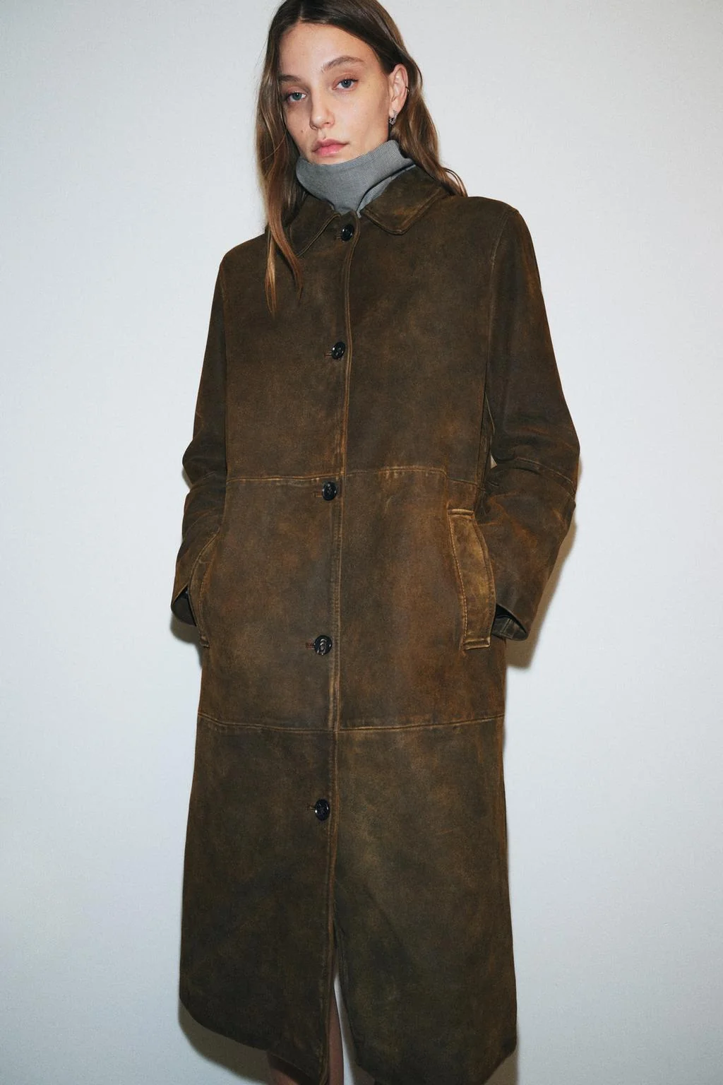 ZW COLLECTION 100% LEATHER LONG COAT