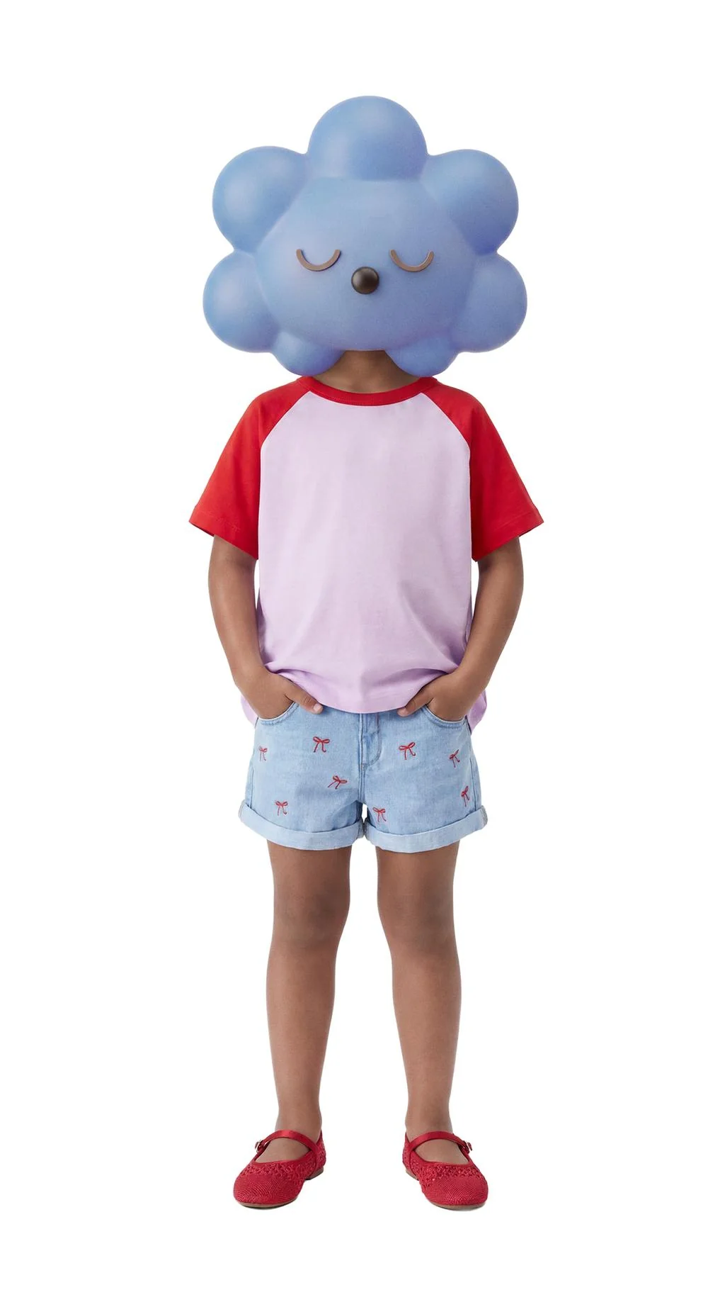 Джинсовые бермуды MOM FIT с вышитым бантом